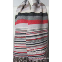100% wool ivory stripes scarf